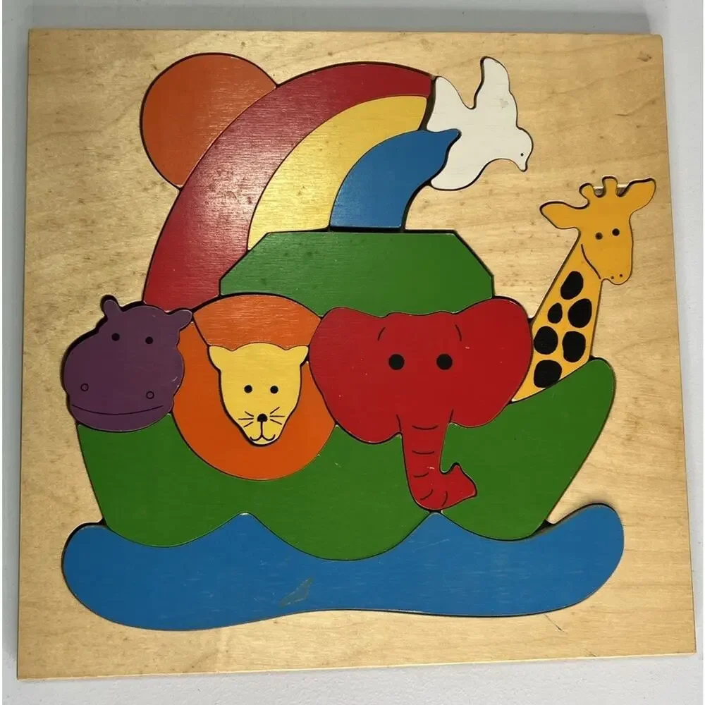 Vintage Noah's Ark Wooden Puzzle The Puzzler Handcrafted In USA